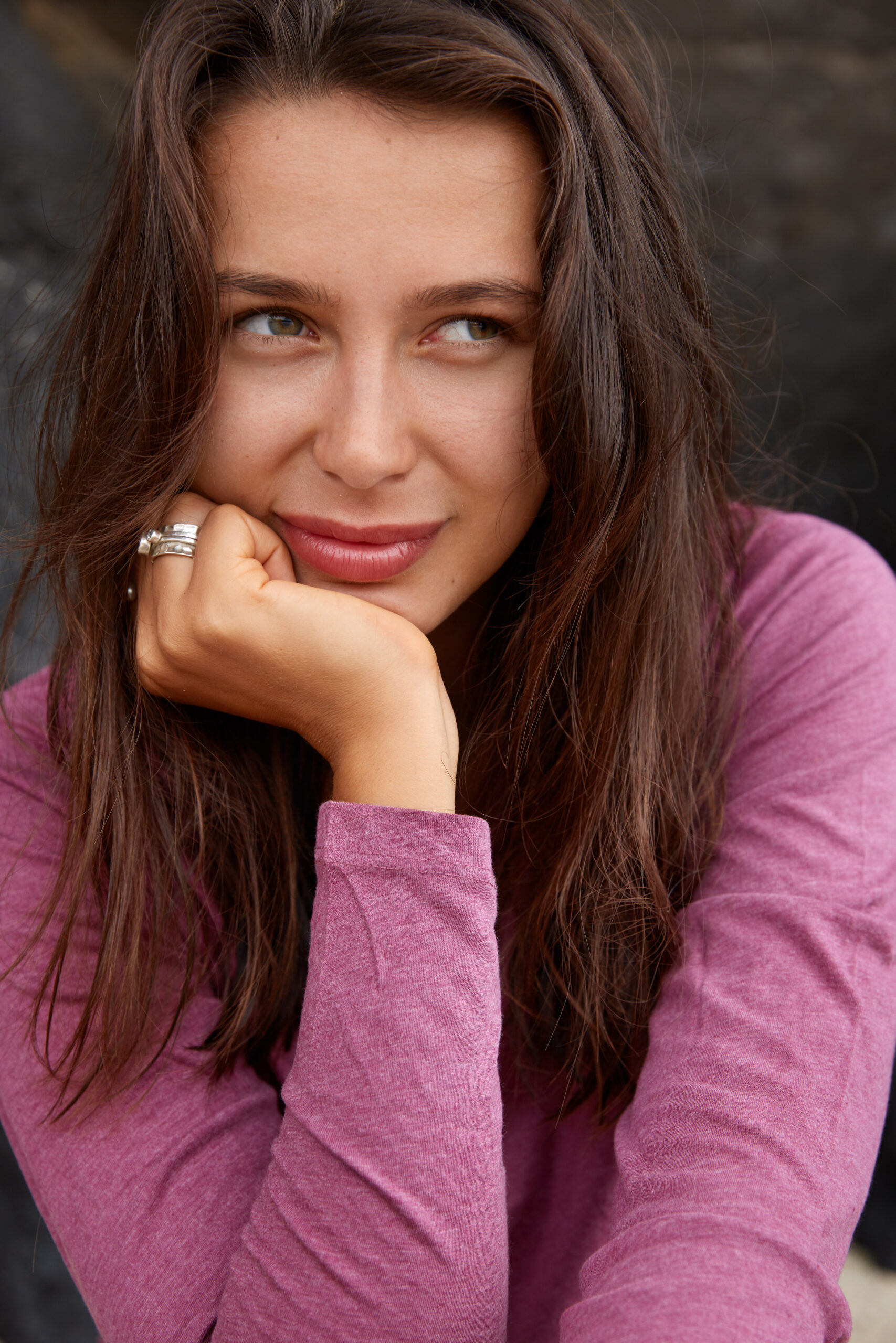 Pleasant Looking Young Woman With Pensive Expression Has Appealing Appearance Scaled